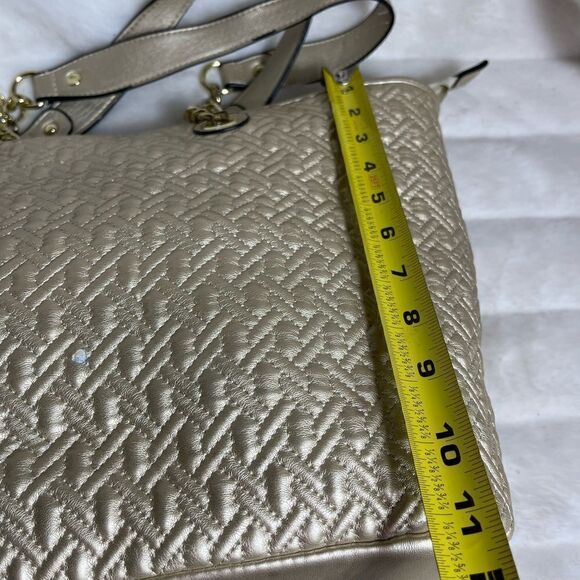 Big Buddha gold quilted front vegan leather tote with gold tone accents … - Picture 5 of 15